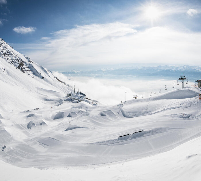 Das Skigebiet Innsbrucker Nordkettenbahnen.